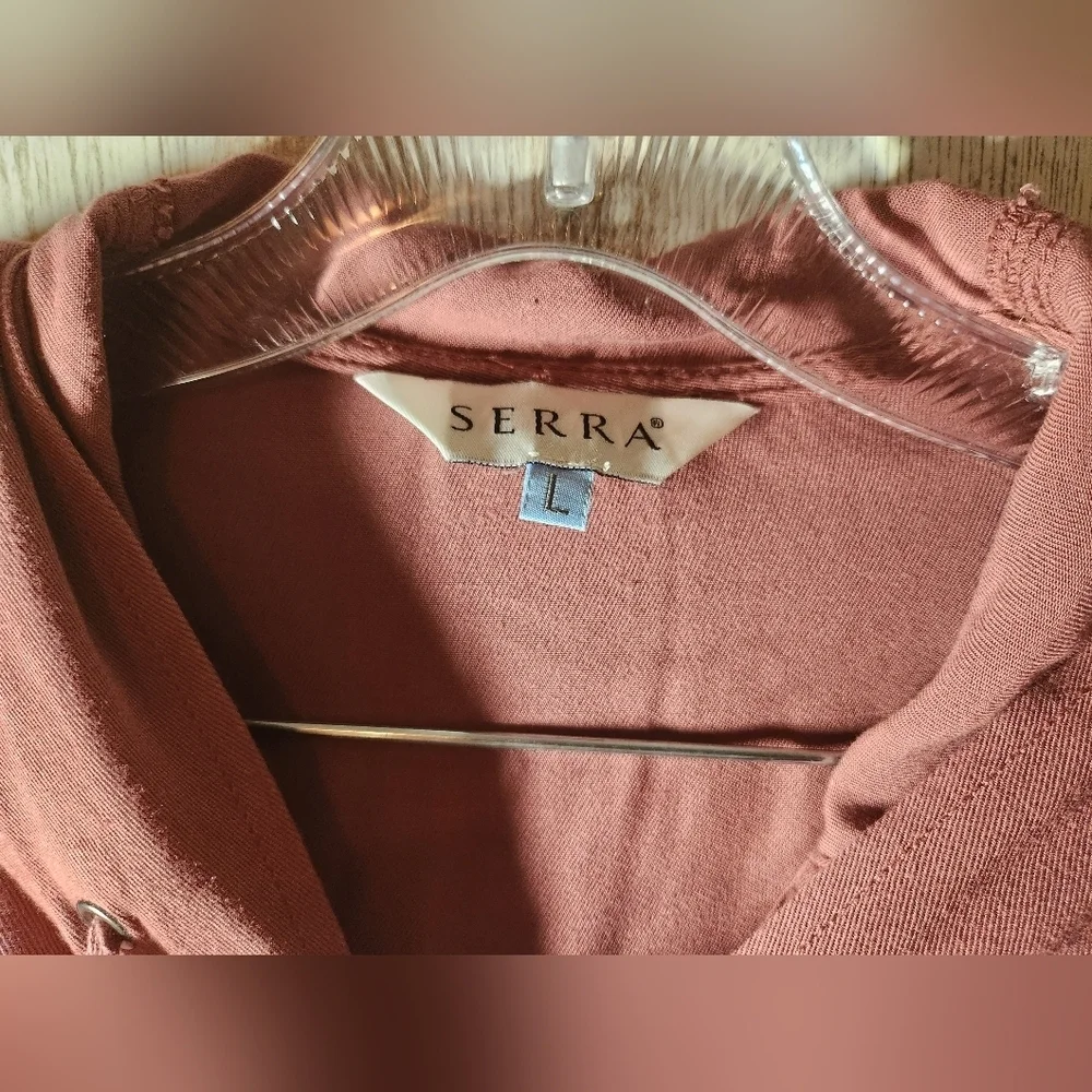 Serra Women's Utility Jacket in Dusty Rose Pockets Cover Coat 100% Rayon
